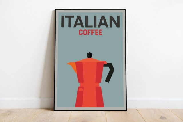Coffee Italy, Mid Century Modern Art Print MCM Boho