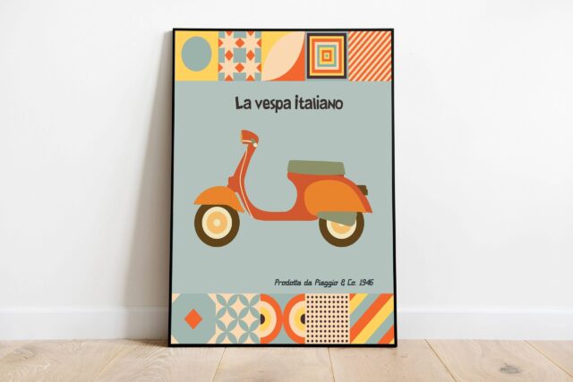 Vespa 60s / 1960s Italy Retro Mid Century Print, MCM Decor
