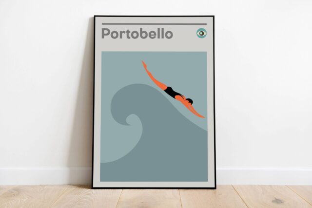 Edinburgh Portobello 60s Swimming Retro Beach Swim  Art